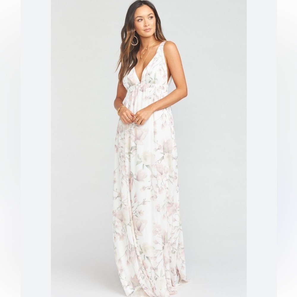 Show me your mumu floral maxi dress white and pink XS